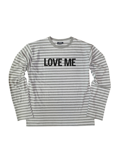 LOVE ME Stripe Long T-shirt Grey