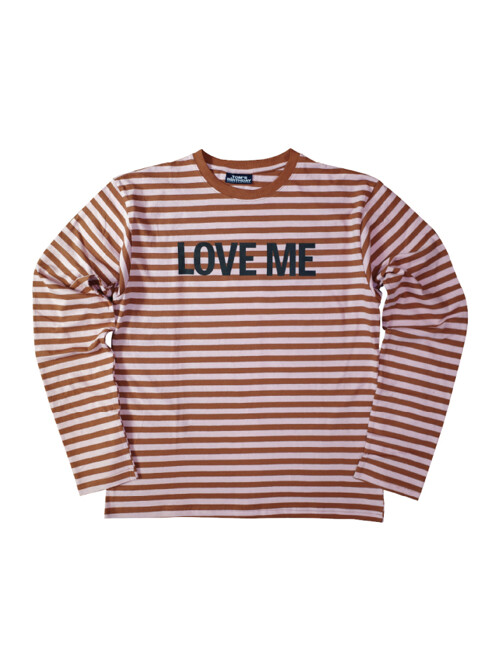 LOVE ME Stripe Long T-shirt Peach Brown