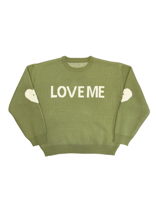 LOVE ME Double Hearts Knit Avocado (12/13 delivery)