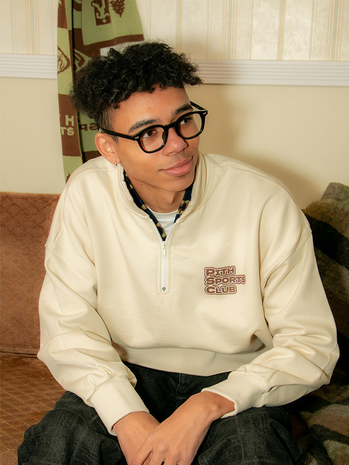 Pithsports Half Zip-up Sweatshirt (Ivory) 