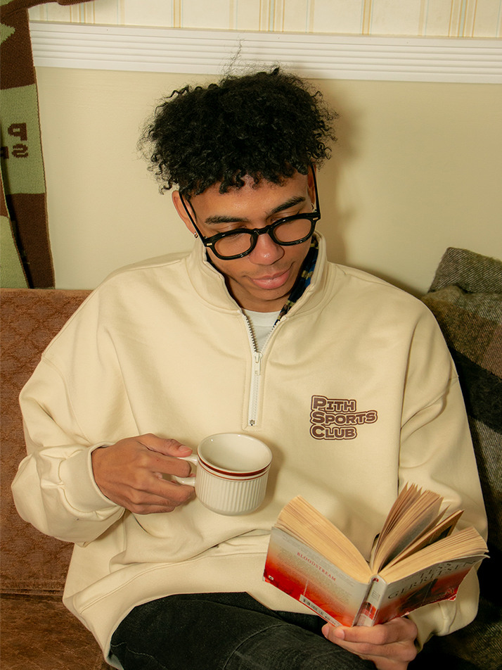 Pithsports Half Zip-up Sweatshirt (Ivory) 