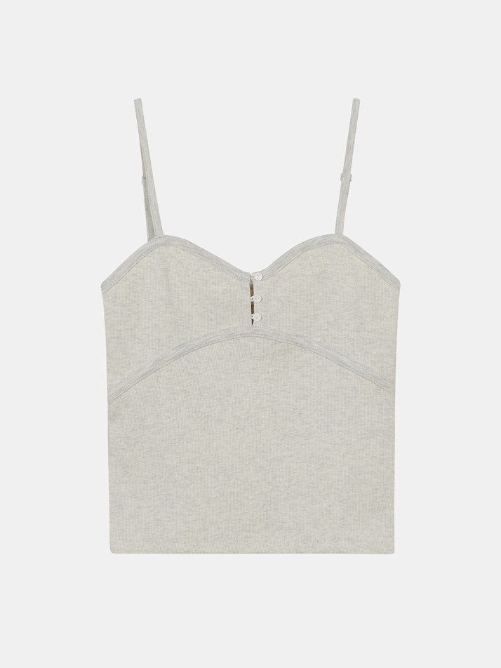  binding button sleeveless (oatmeal melange)