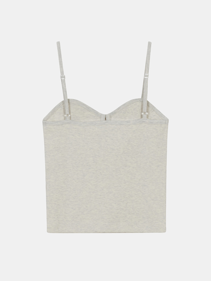  binding button sleeveless (oatmeal melange)