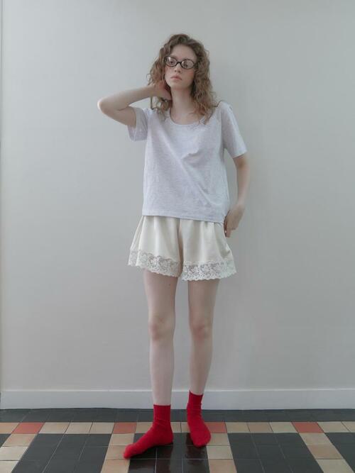 flora lace satin shorts (ivory)