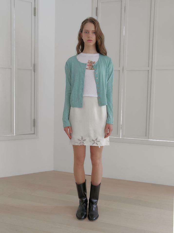 slub button cardigan (mint)