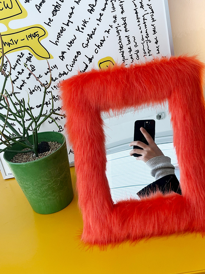 [FUR MIRROR] FAUX FUR MIRROR  (ORANGE)