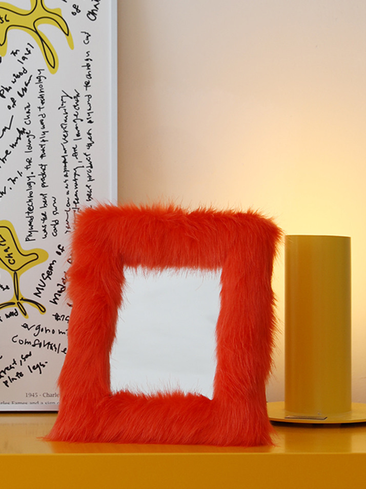 [FUR MIRROR] FAUX FUR MIRROR  (ORANGE)