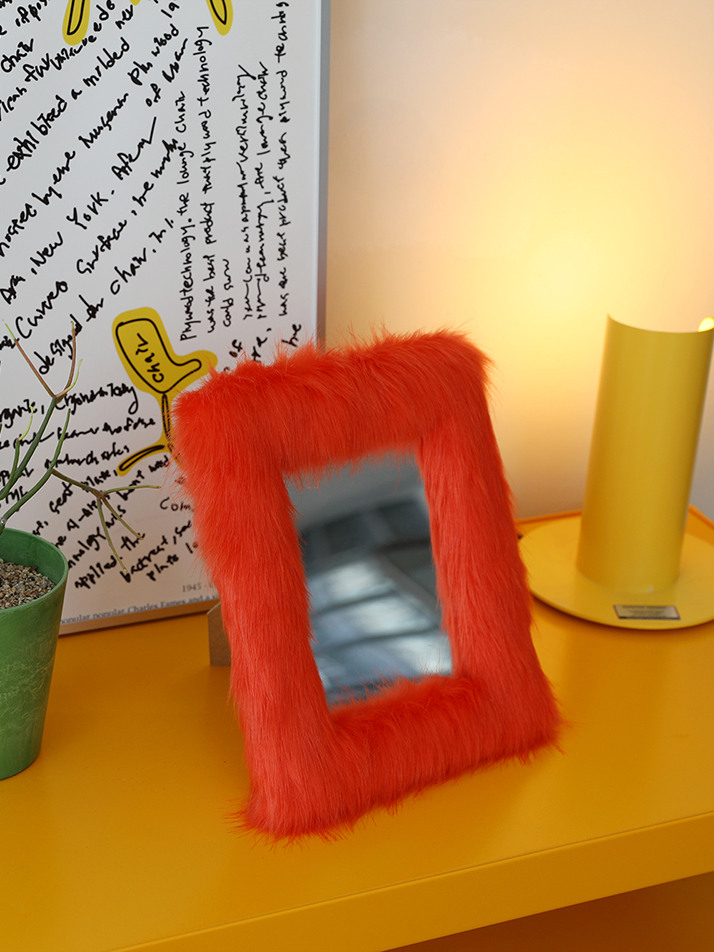 [FUR MIRROR] FAUX FUR MIRROR  (ORANGE)