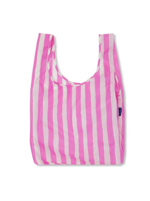 [바쿠백] 휴대용 장바구니 접이식 시장가방 Pink Painted Stripe