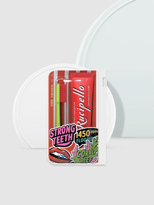 [루치펠로] 코랄리프 치약&칫솔 휴대용 세트 레드