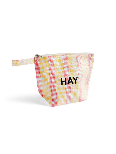 Candy Stripe Wash Bag M Red and yellow