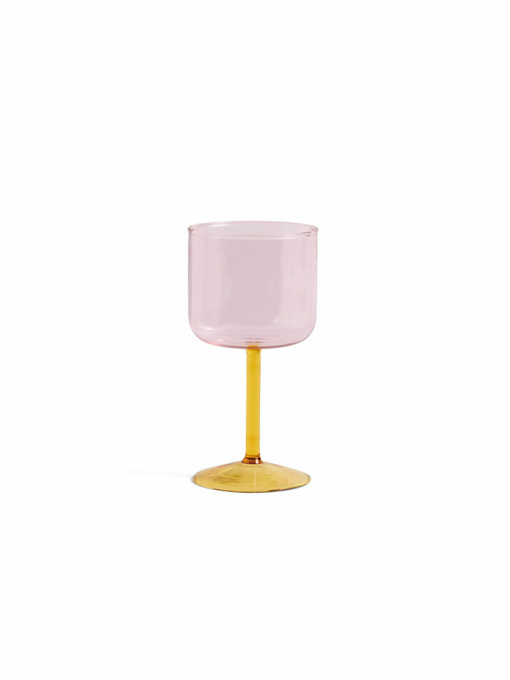 Tint Wine Glass Set of 2 Pink and yellow