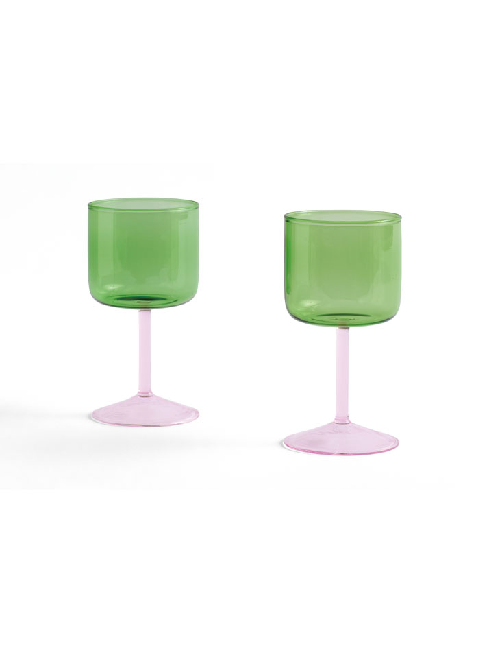 Tint Wine Glass Set of 2 Green and pink