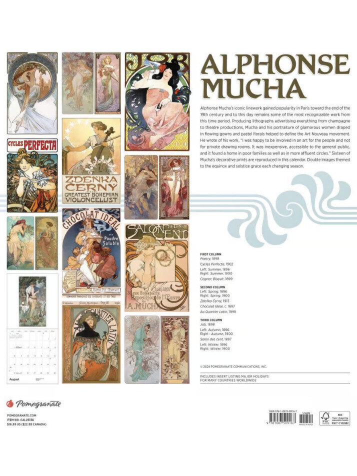 2025 벽걸이캘린더 Alphose Mucha