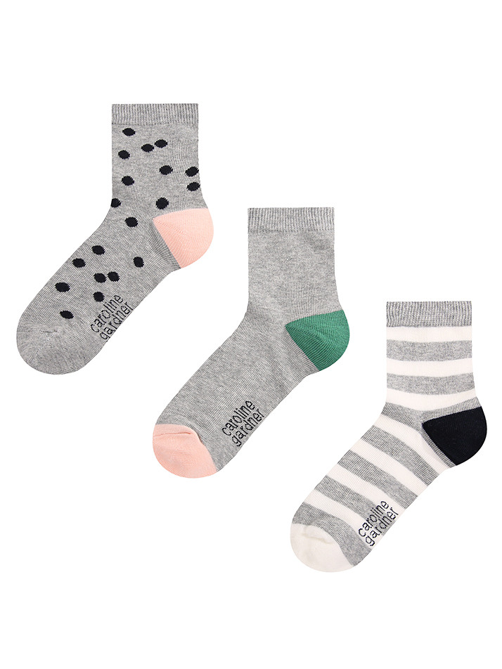 여성 반목 그레이 도트 양말 세트