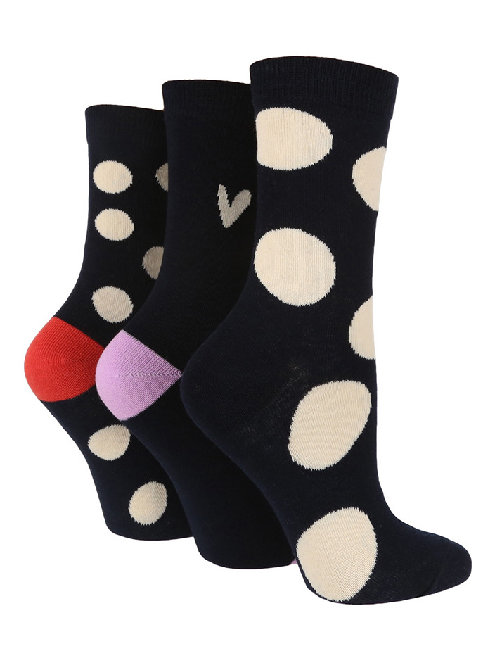 여성 네이비 빅 도트  양말 세트