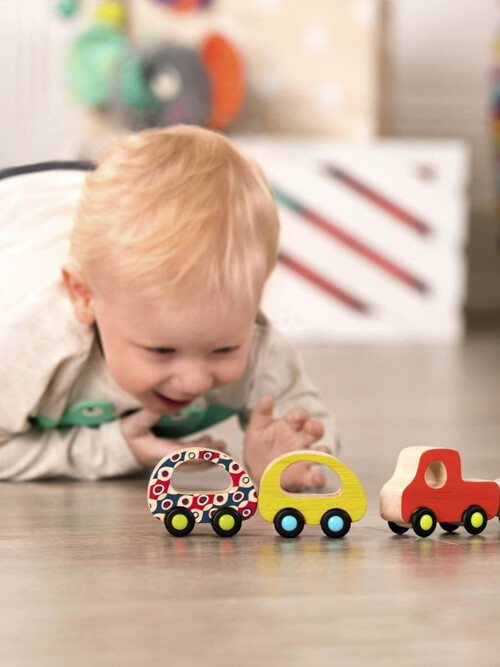 [브랜드B] 팝휠카6종세트 원목 알록달록 시각자극 자동차놀이