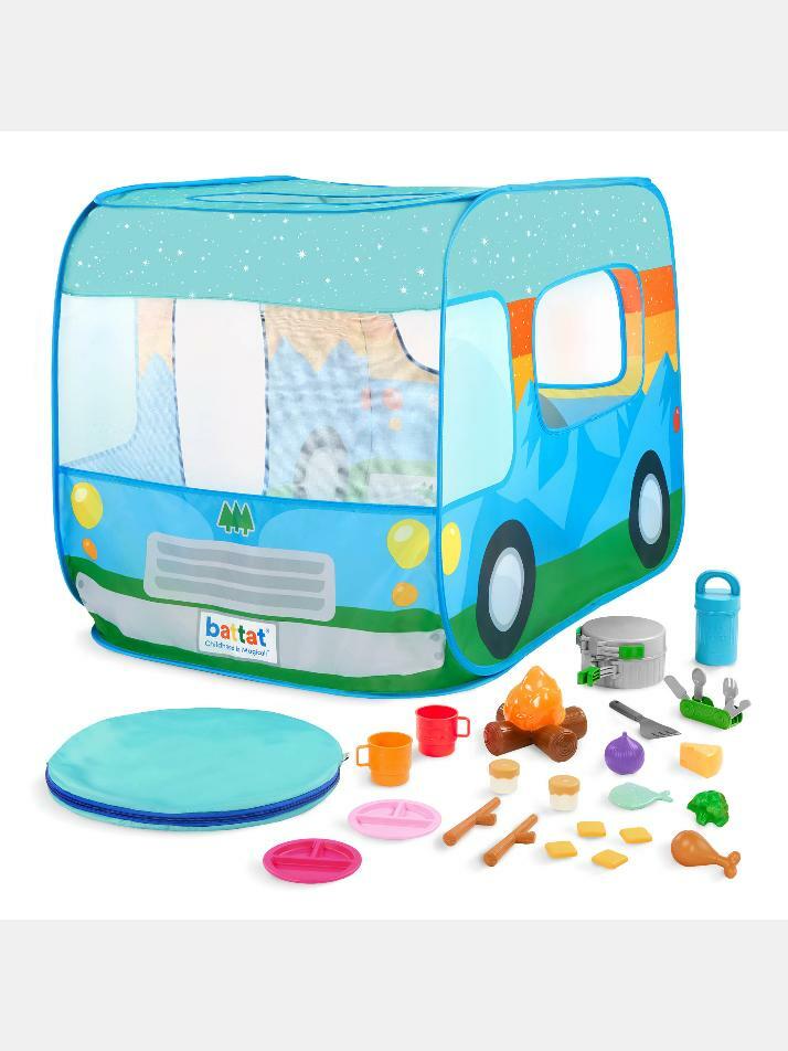 밧핫 해피 캠핑카 텐트 세트 플레이 하우스 놀이 공간 불빛 모닥불 캠프파이어