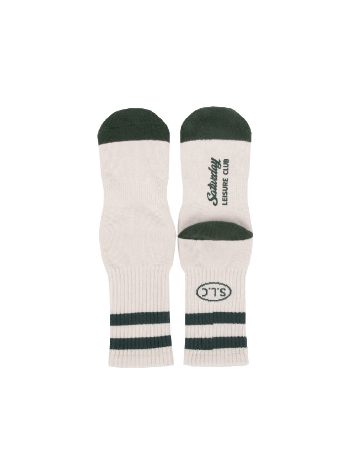 Leisure Stripe Socks - Ivory & British Racing Green