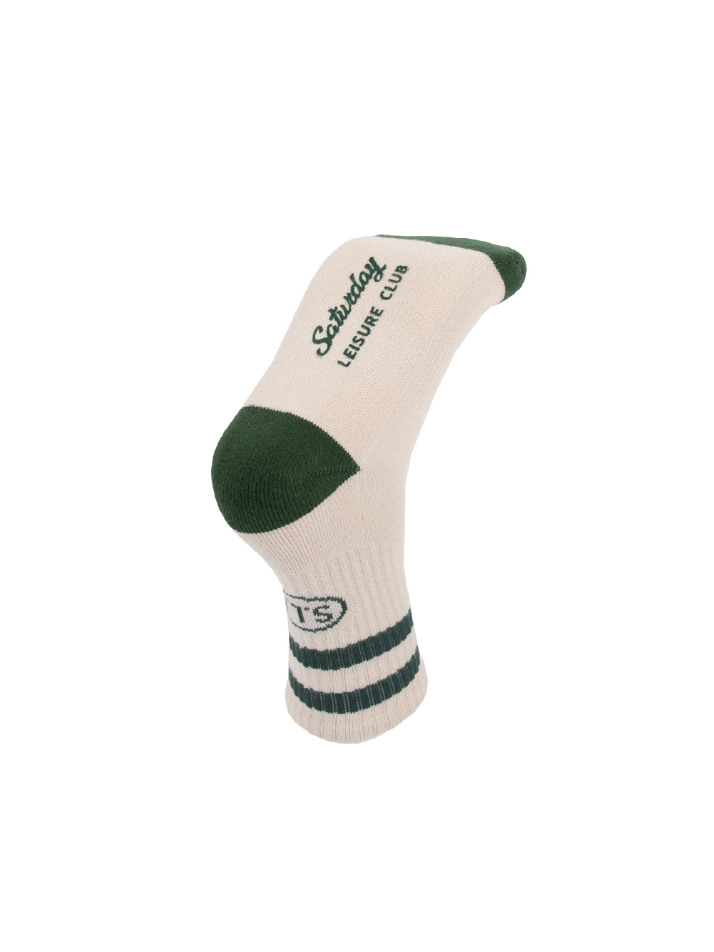 Leisure Stripe Socks - Ivory & British Racing Green