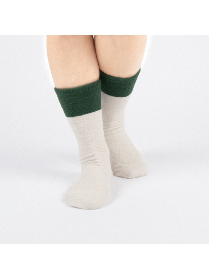 Tactel Leisure Stripe Socks - Ivory & British Racing Green