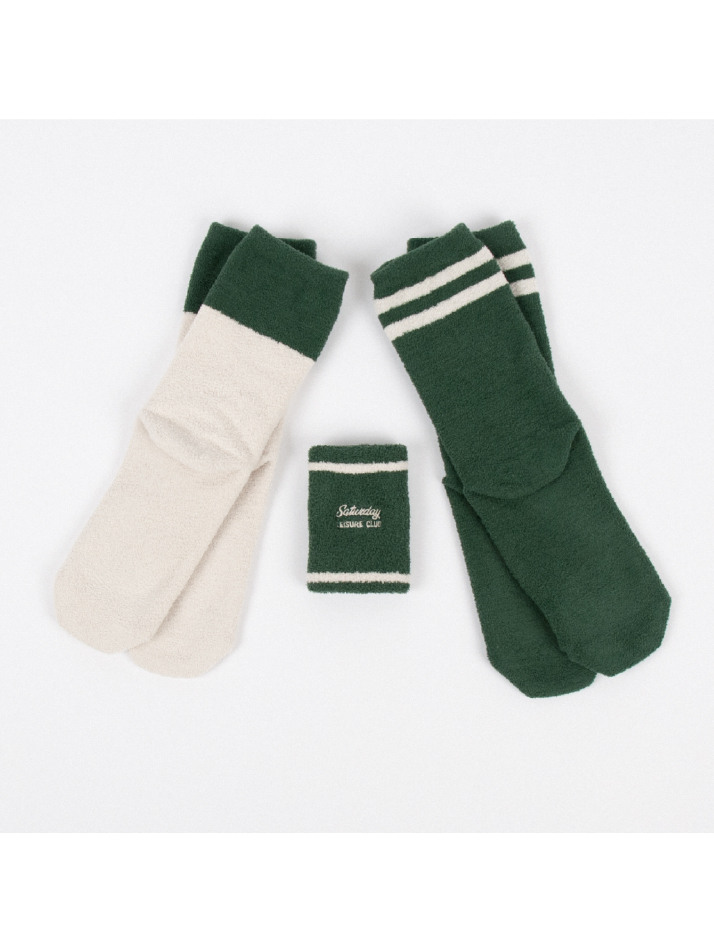 Tactel Leisure Stripe Socks - British Racing Green & Ivory