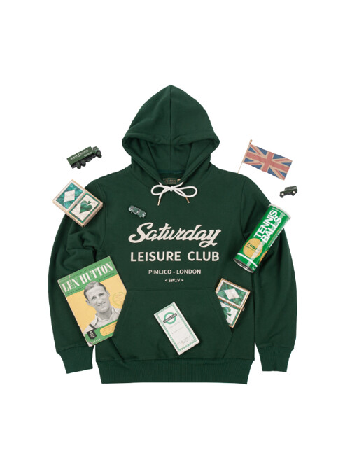 Saturday Leisure Club Logo Leisure Hoodie(Unisex) - British Racing Green