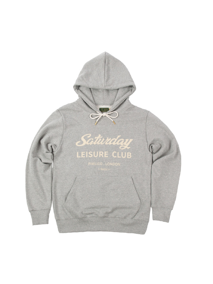 Saturday Leisure Club Logo Leisure Hoodie(Unisex) - Grey