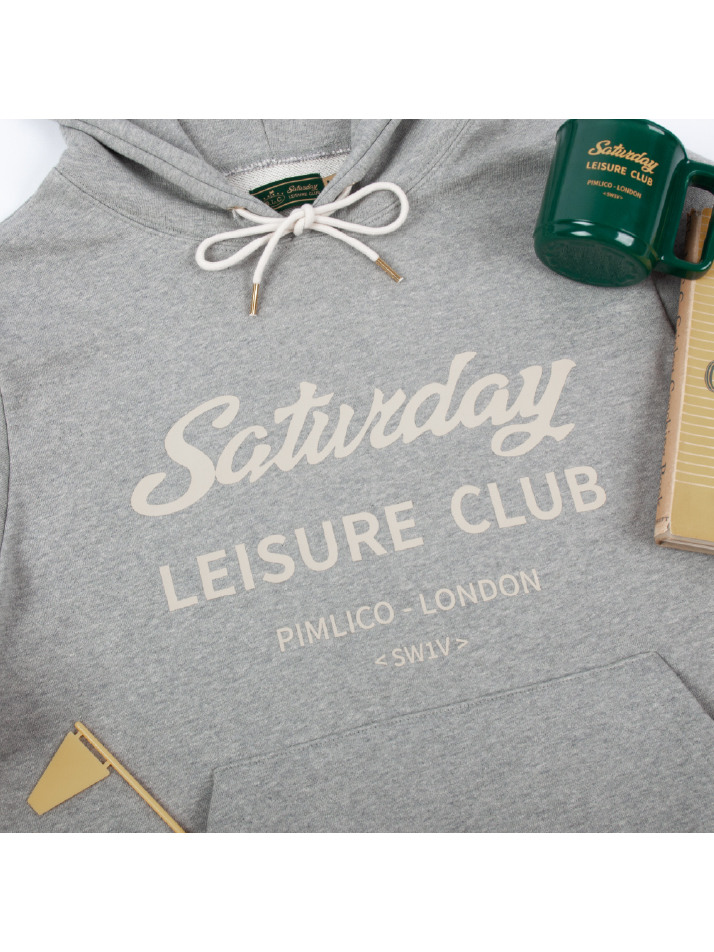 Saturday Leisure Club Logo Leisure Hoodie(Unisex) - Grey