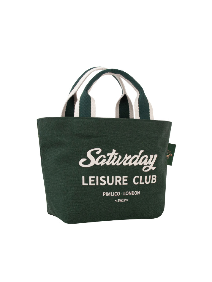 Stripe Webbing Small Tote Bag - British Racing Green