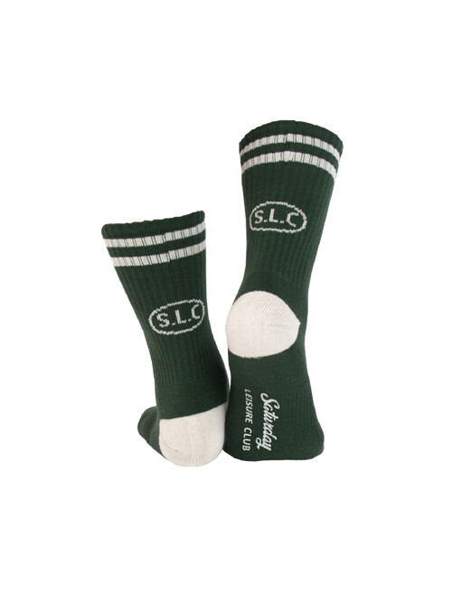 Leisure Stripe Socks - British Racing Green & Ivory