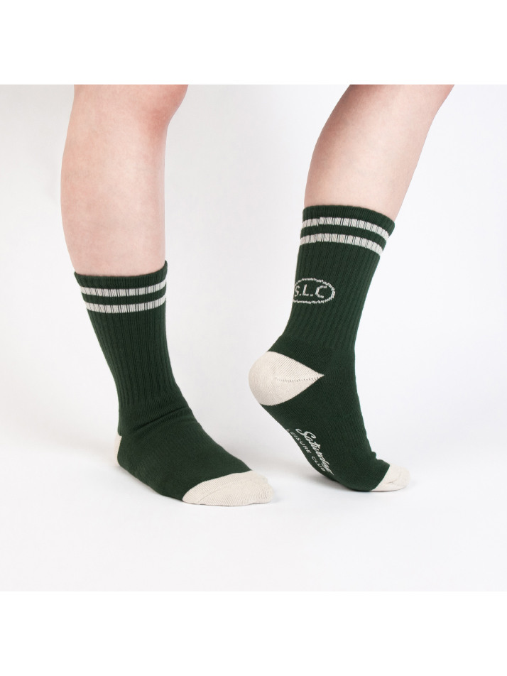 Leisure Stripe Socks - British Racing Green & Ivory
