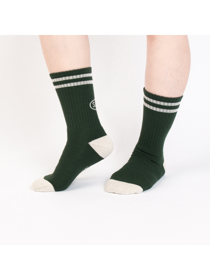 Leisure Stripe Socks - British Racing Green & Ivory