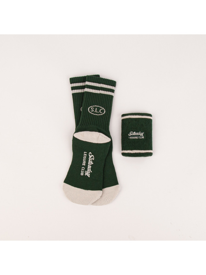 Leisure Stripe Socks - British Racing Green & Ivory