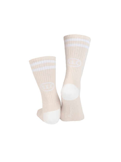 Leisure Stripe Socks - Light Beige & White