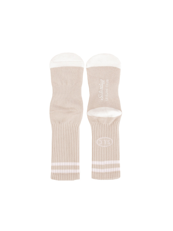 Leisure Stripe Socks - Light Beige & White