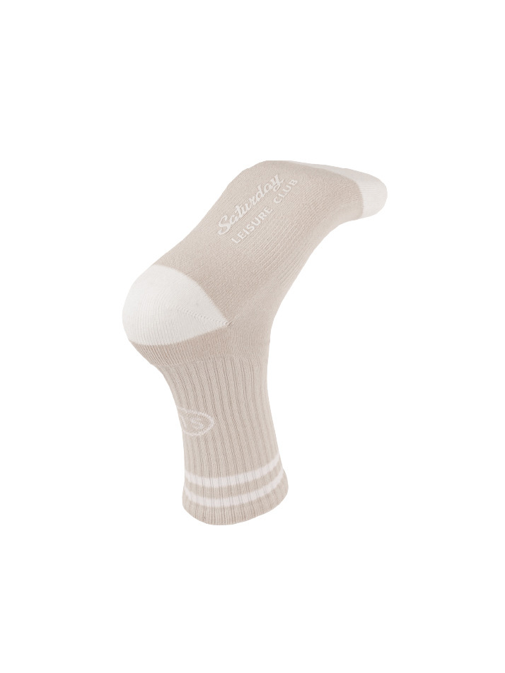 Leisure Stripe Socks - Light Beige & White