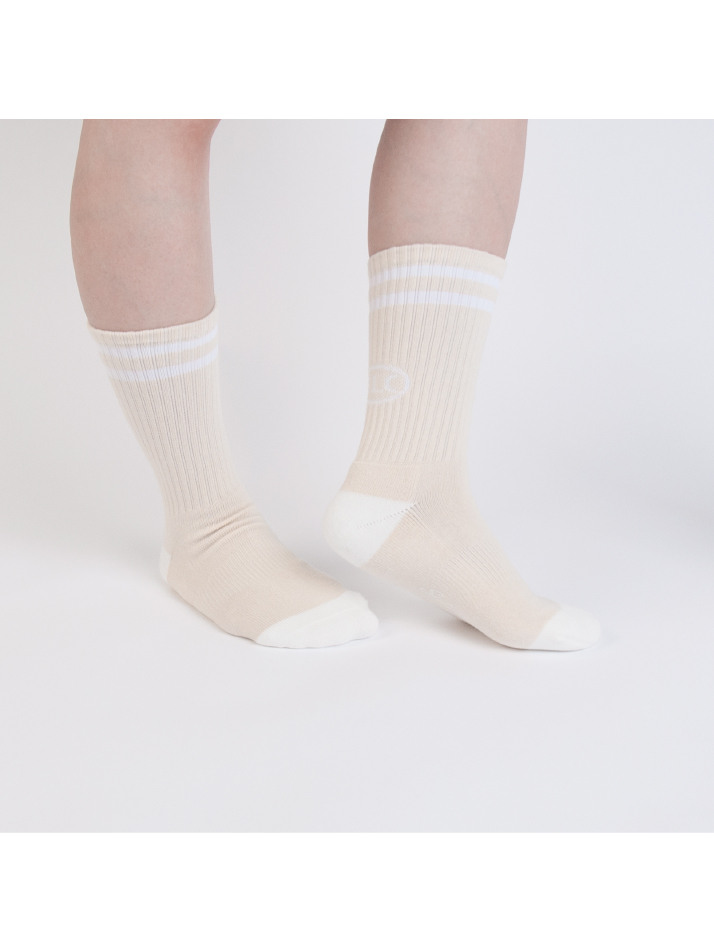 Leisure Stripe Socks - Light Beige & White