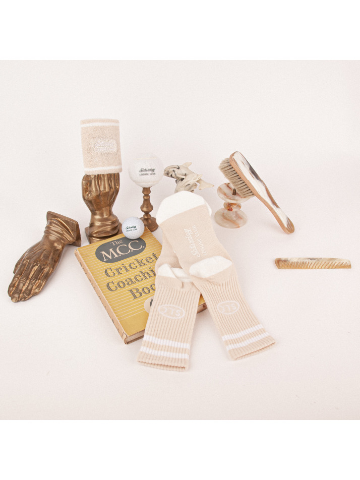 Leisure Stripe Socks - Light Beige & White