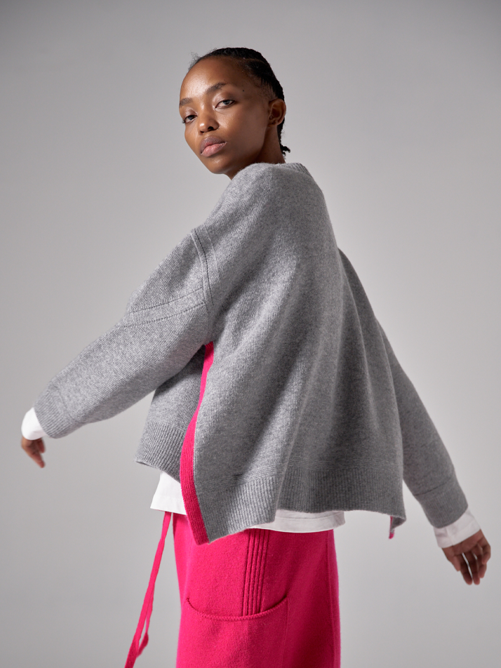 SIDE OPEN PULLOVER (GREY)
