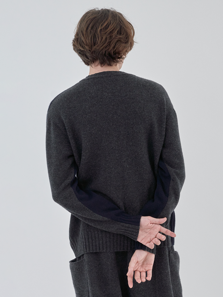 INTARSIA PULLOVER M (NAVY)