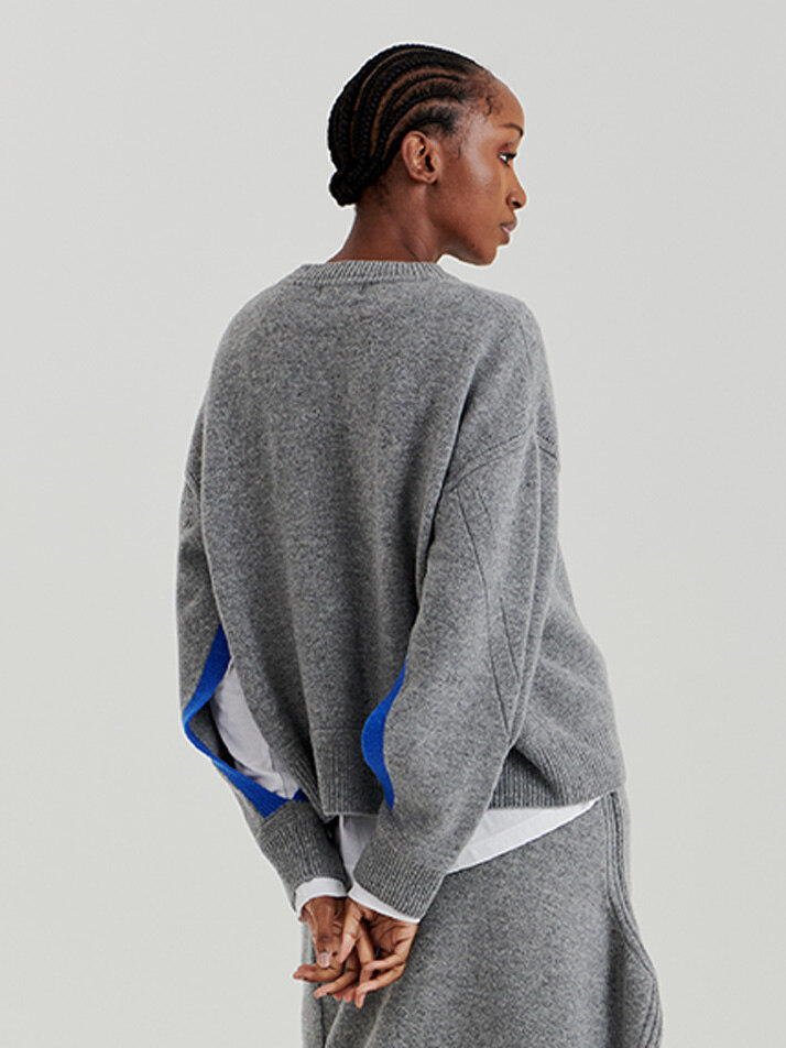 SLEEVE OPEN PULLOVER (GREY)