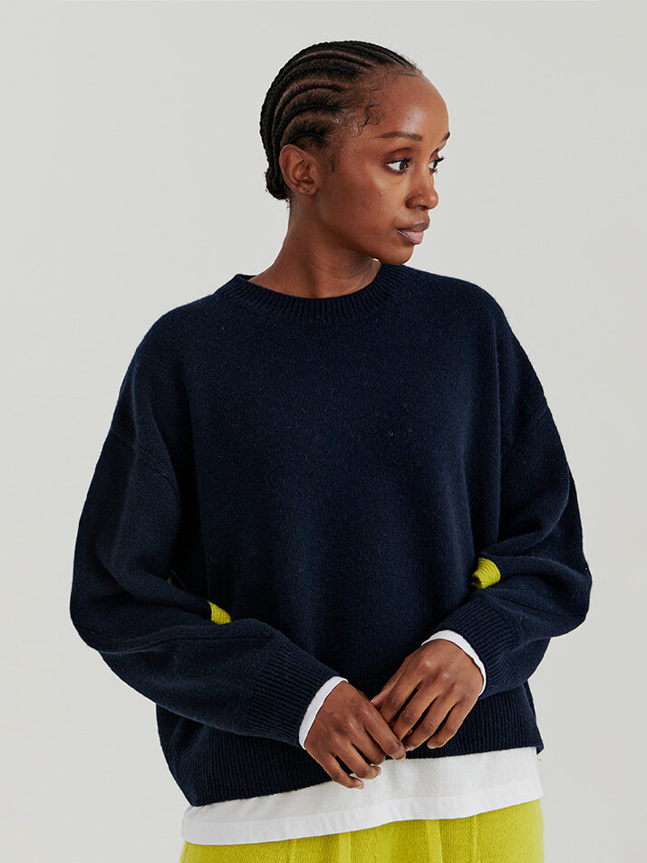 SLEEVE OPEN PULLOVER (NAVY)