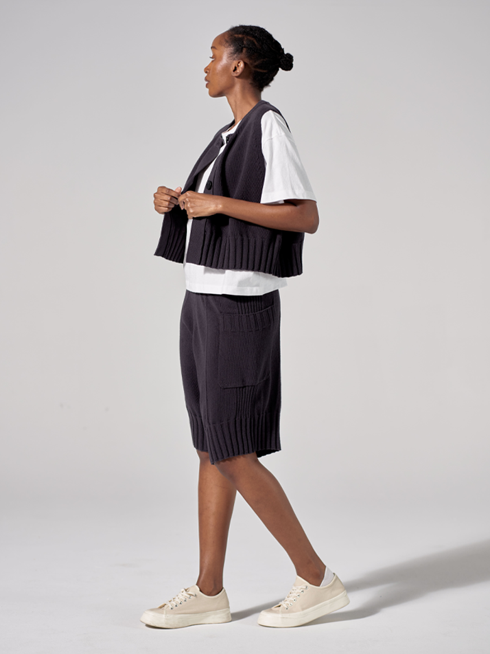 RIB SHORT PANTS (CHARCOAL)