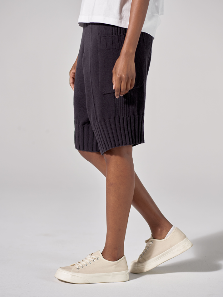 RIB SHORT PANTS (CHARCOAL)