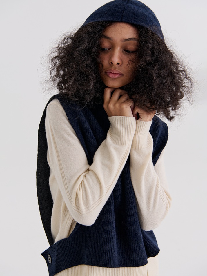 HOOD VEST (NAVY)