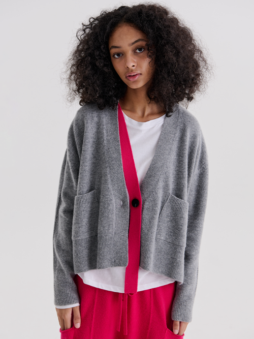 COLOR TAPE CARDIGAN (GREY)