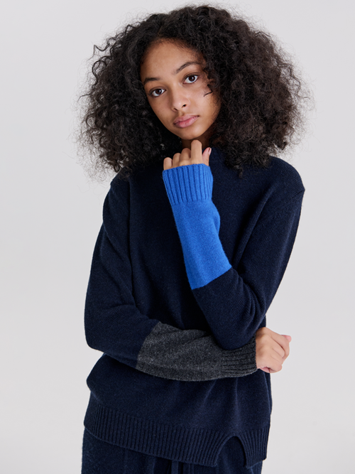RIB COLOR PULLOVER 2 (NAVY)