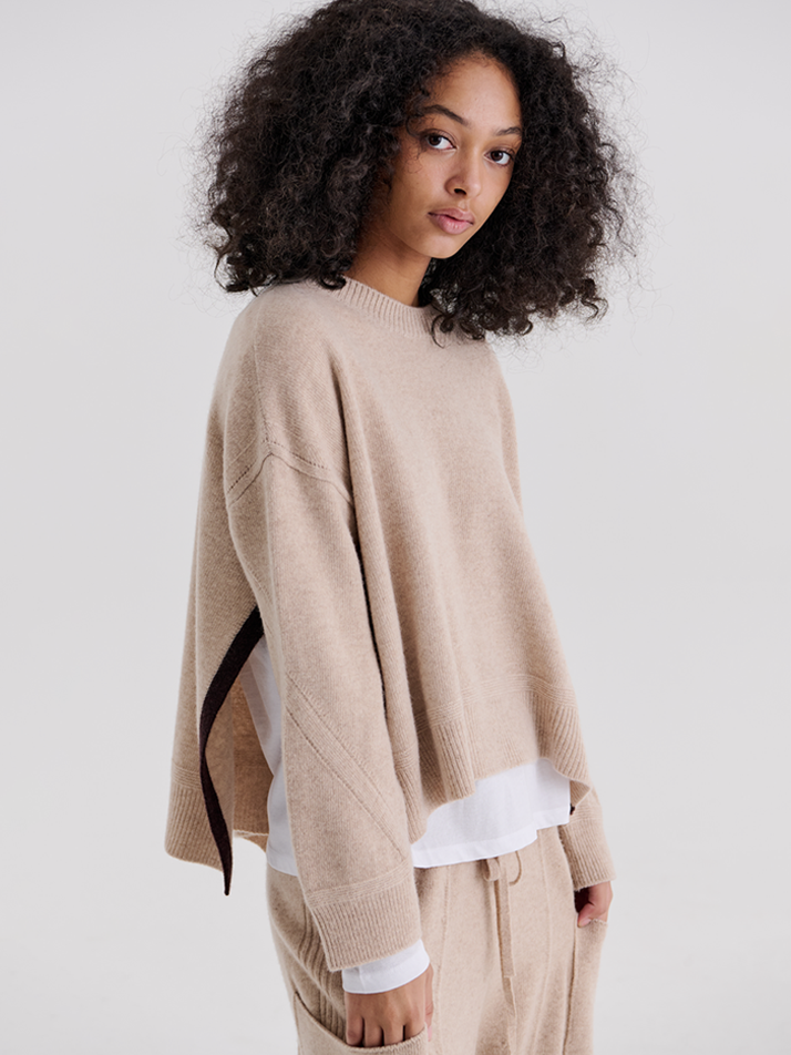 SIDE OPEN PULLOVER (BEIGE)