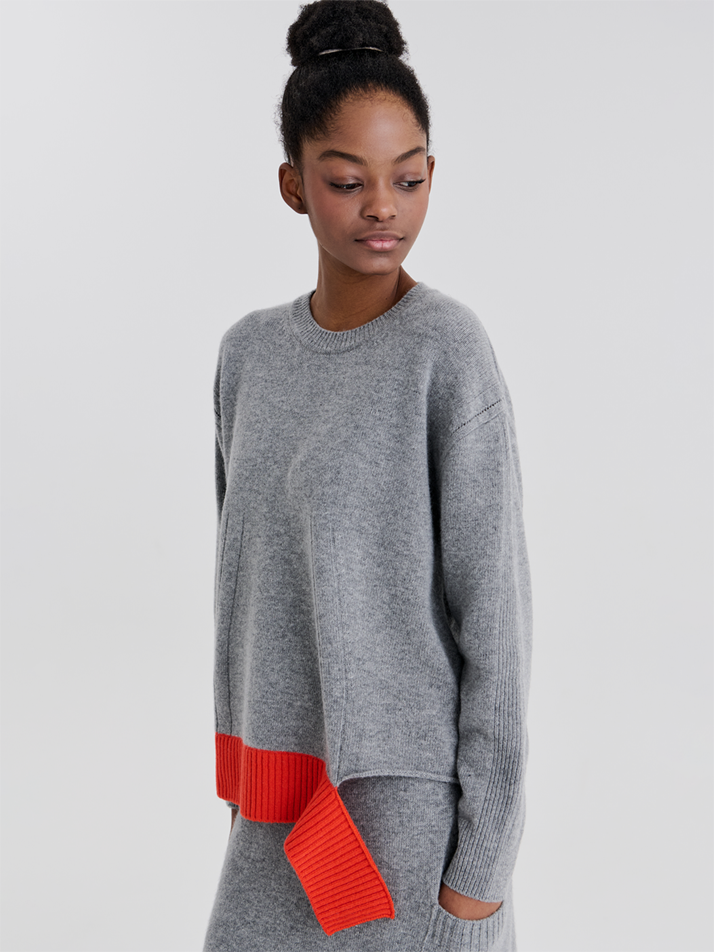RIB OPEN PULLOVER 3 (GREY)